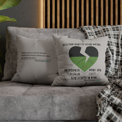 Frankenstein's Bride Writes Heartbreak Haikus - Faux Suede Square Pillowcase (in light grey)