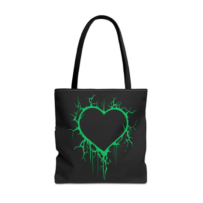 Lightning-Cracked Heart Tote Bag (in Electric Wicked Green) - (The Only Hearts Collection)