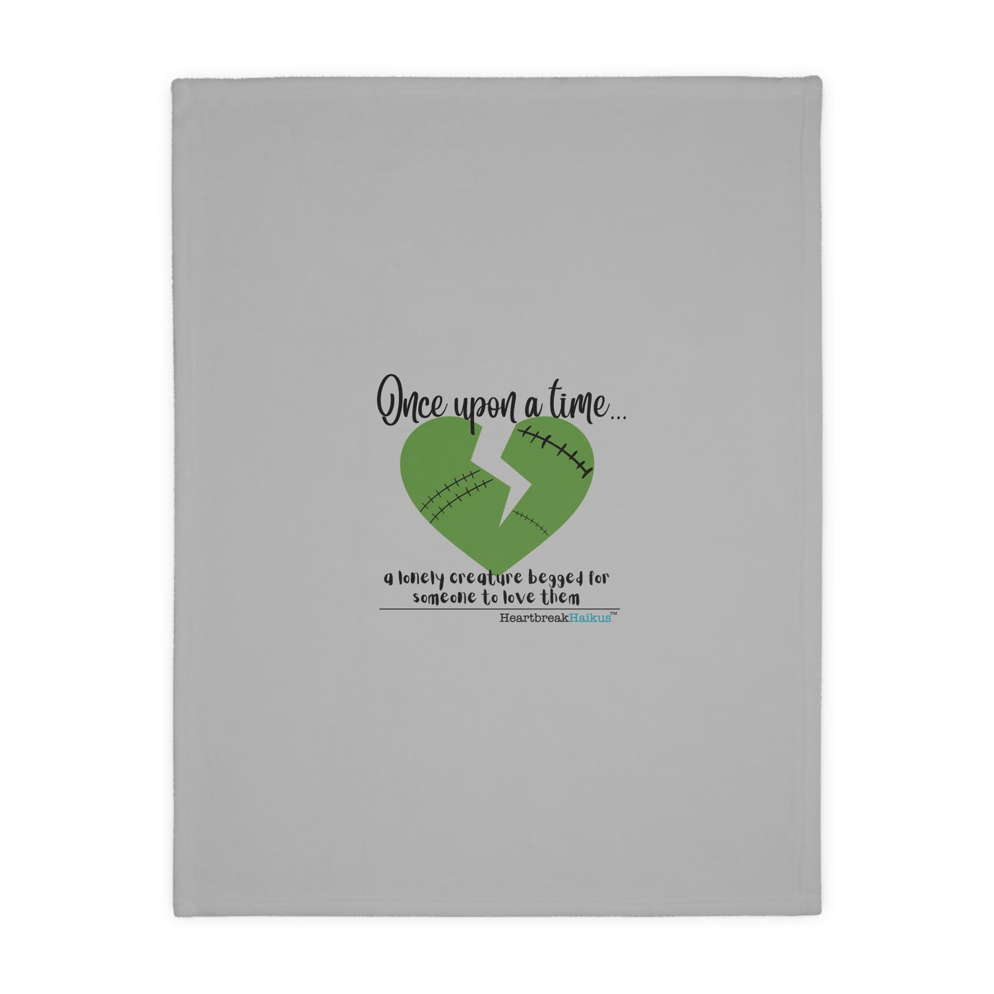 A Lonely Creature Begged Frankenstein Haiku - Plush Throw Blanket (in Stone Grey)