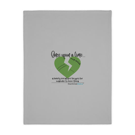 A Lonely Creature Begged Frankenstein Haiku - Plush Throw Blanket (in Stone Grey)