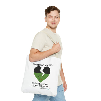 The Creature's Wife Wails Wildly Frankenstein Haiku - Tote Bag (Dual-sided print in Snow White)