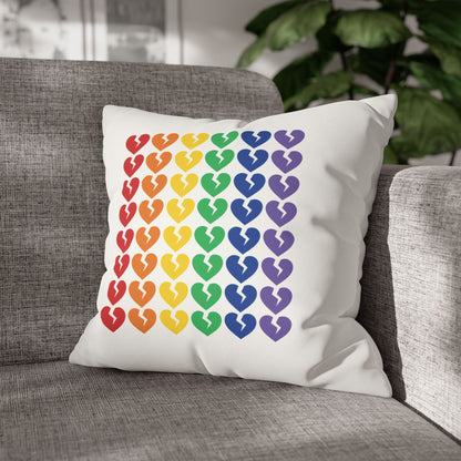 Rainbow Broken Hearts - Faux Suede Square Pillowcase (Only Hearts Collection)