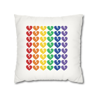 Rainbow Broken Hearts - Faux Suede Square Pillowcase (Only Hearts Collection)