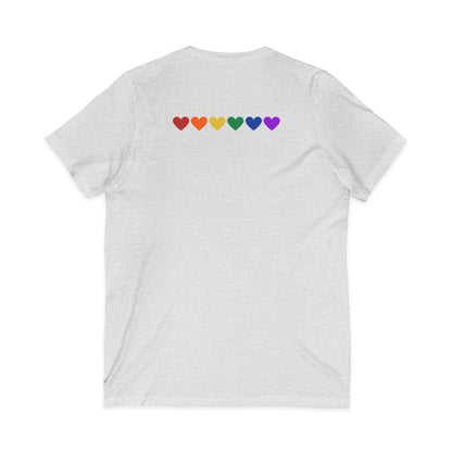 Rainbow Hearts - Jersey Short Sleeve V-Neck Tee