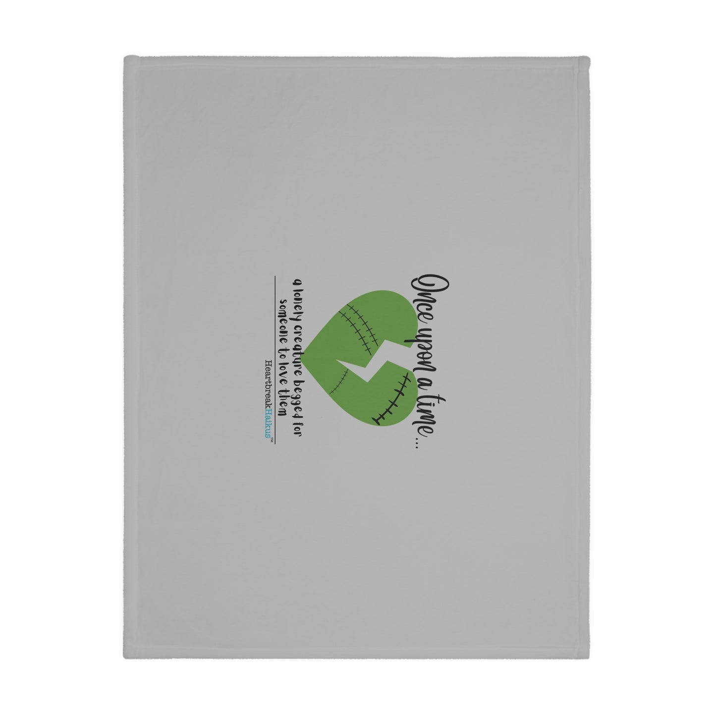 A Lonely Creature Begged Frankenstein Haiku - Plush Throw Blanket (in Stone Grey)