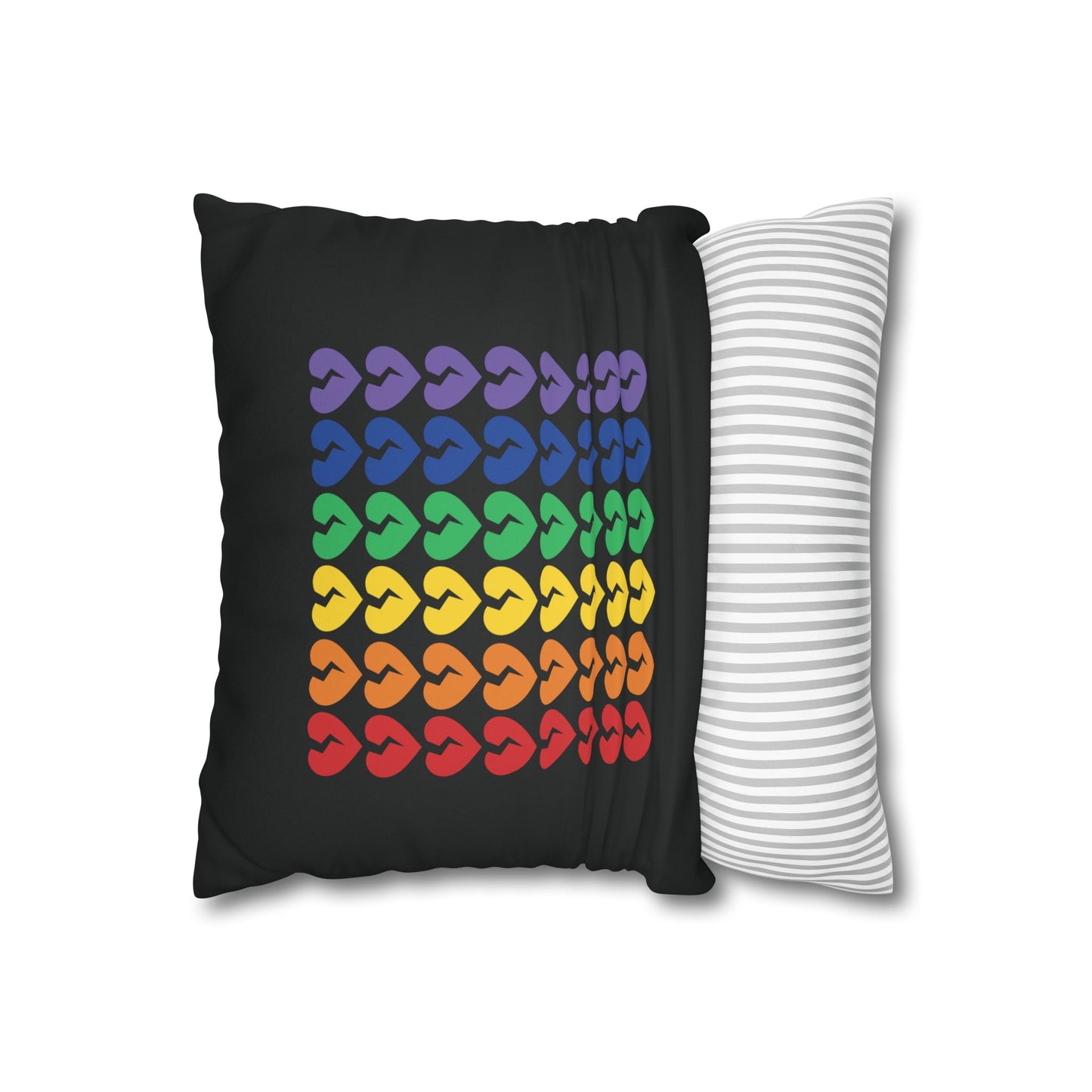 Rainbow Broken Hearts (on Midnight Black) - Faux Suede Square Pillowcase (Only Hearts Collection)