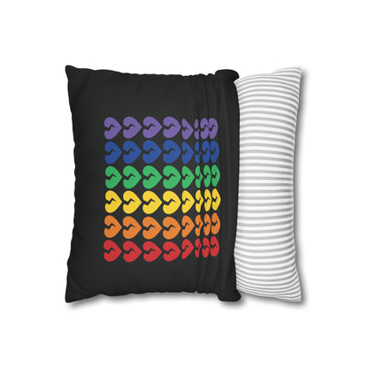 Rainbow Broken Hearts (on Midnight Black) - Faux Suede Square Pillowcase (Only Hearts Collection)