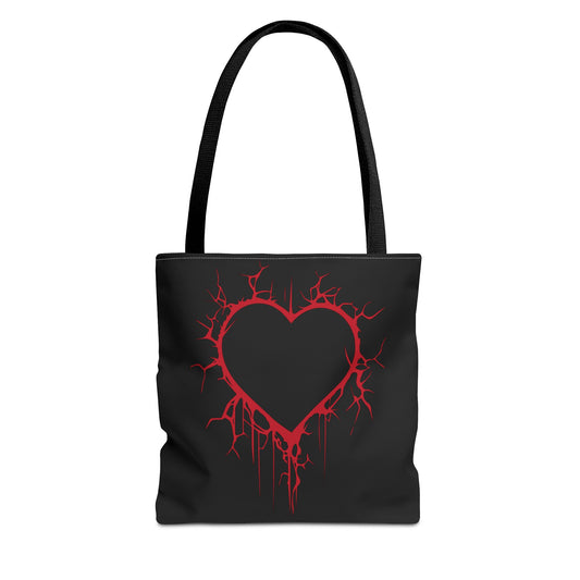 Cracked Heart Tote Bag (in Crimson) - (The Only Hearts Collection)