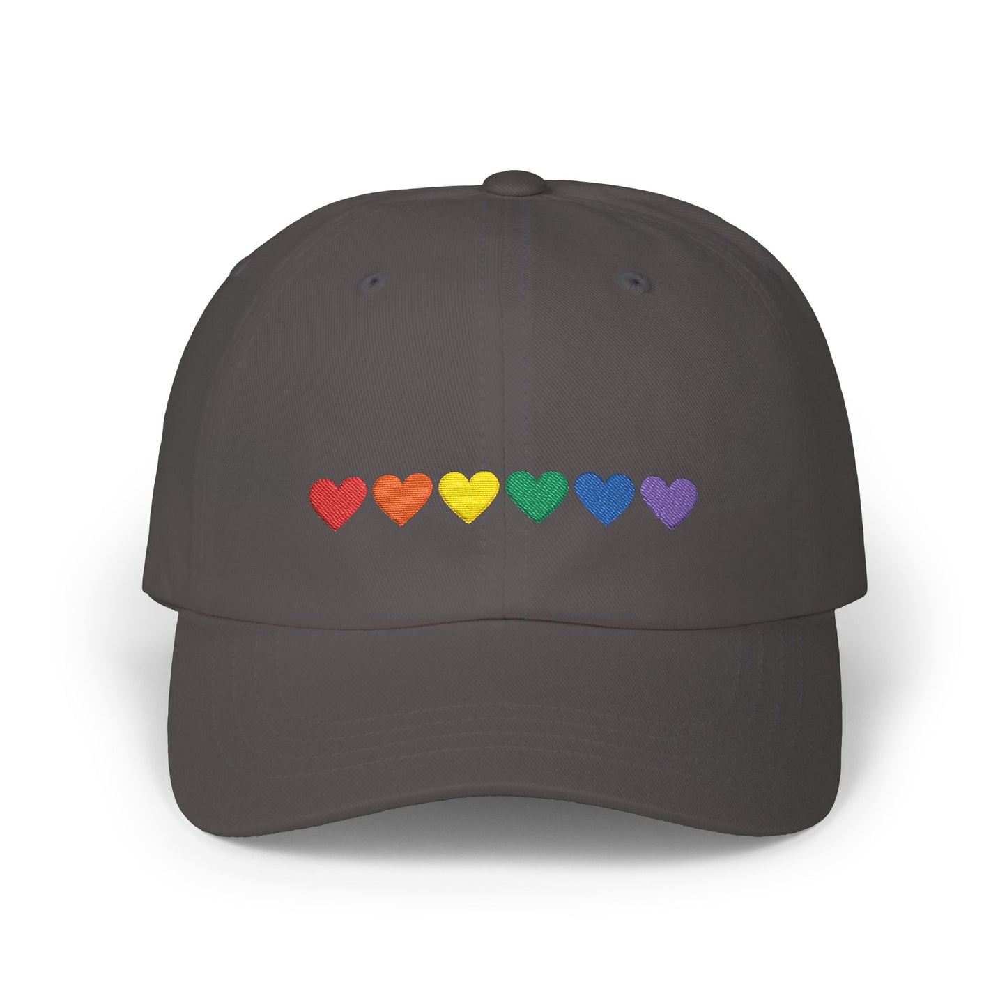 Embroidered Rainbow Hearts - Classic Adjustable Cap (Only Hearts Collection)