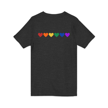 Rainbow Hearts - Jersey Short Sleeve V-Neck Tee