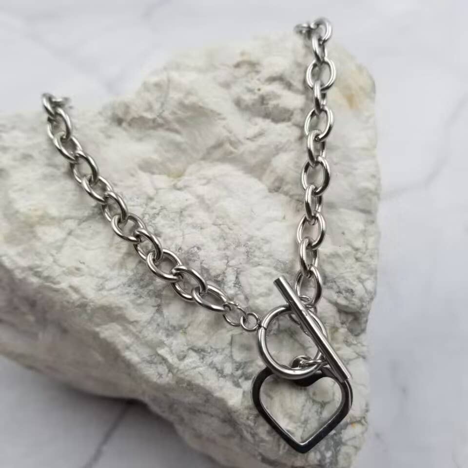 Hollow Heart Pendant Toggle Chain | Heartbreak Haikus