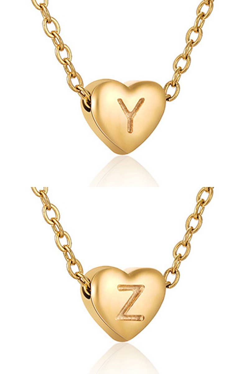 Gold-Tone Heart with Alphabet Initial Pendant Necklace (XS)
