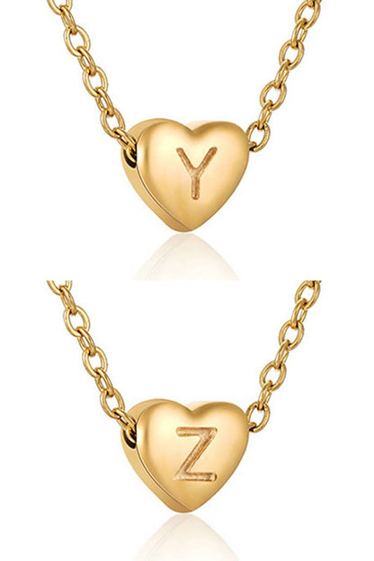 Gold-Tone Heart with Alphabet Initial Pendant Necklace (XS)