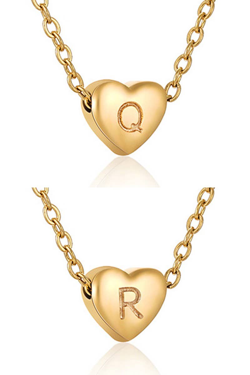 Gold-Tone Heart with Alphabet Initial Pendant Necklace (XS)