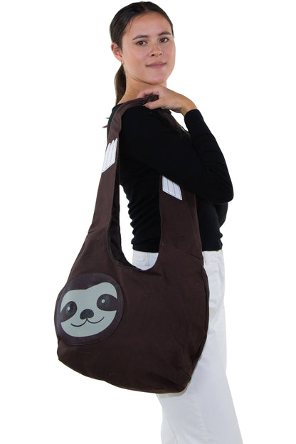 Sleepyville Critters - Hang Loose Sloth Hobo Bag in Canvas Material w. Heart Patch