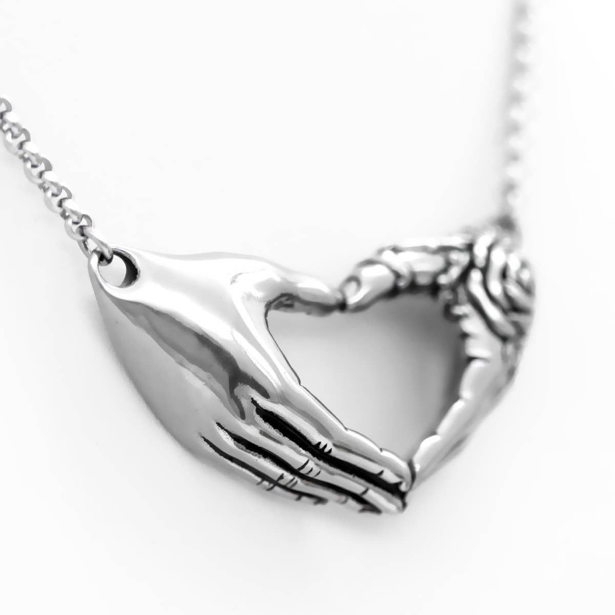 Friendship with a Rose Tattoo Heart-Hand Necklace