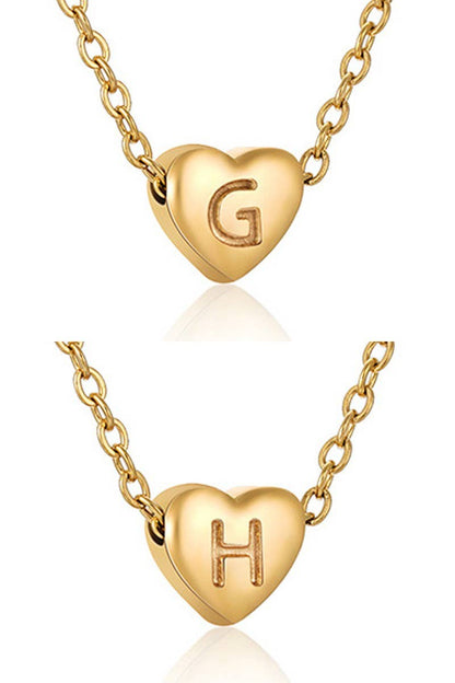 Gold-Tone Heart with Alphabet Initial Pendant Necklace (XS)