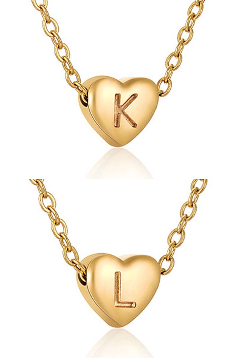 Gold-Tone Heart with Alphabet Initial Pendant Necklace (XS)