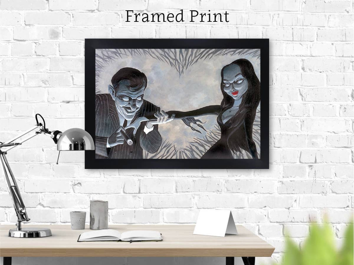 Morticia and Gomez Addams Valentine Lust - Art Print by Bob Lizarraga