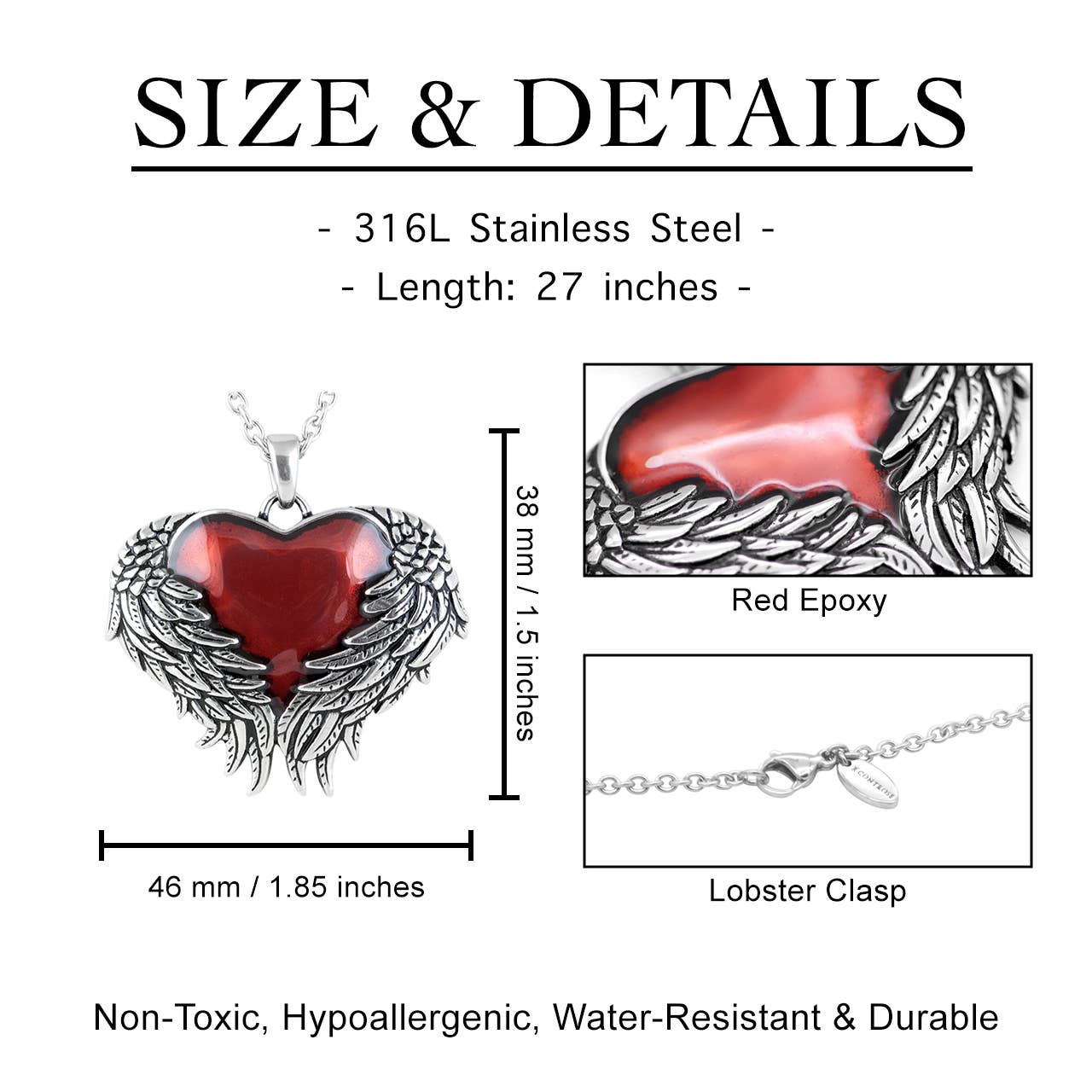 Guarded Heart Necklace in Angel Wings