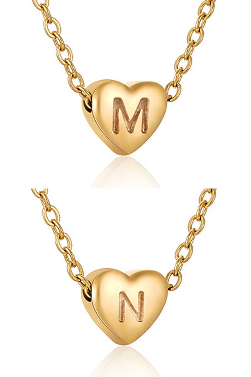 Gold-Tone Heart with Alphabet Initial Pendant Necklace (XS)