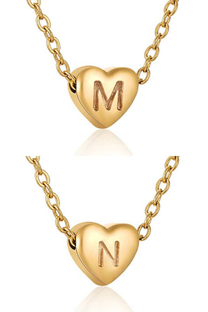 Gold-Tone Heart with Alphabet Initial Pendant Necklace (XS)