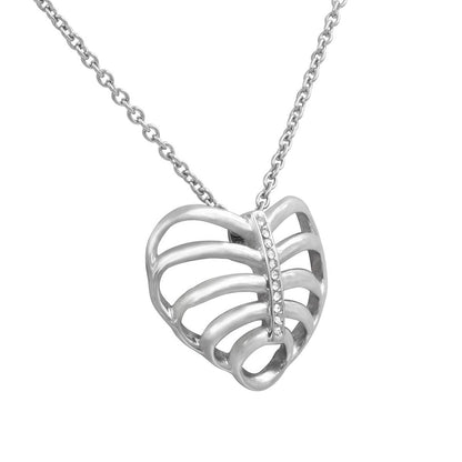 Elegant Ribcage Necklace Heart Pendant Design with Crystal