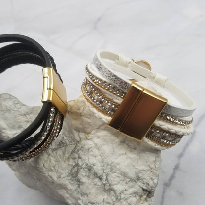 Crystal Heart With Magnetic Snap Bracelet