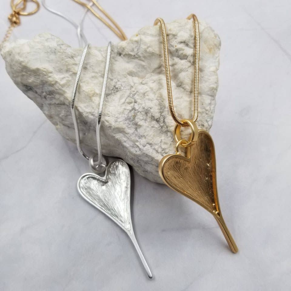 Edgy Pointed Heart Pendant Long Necklace