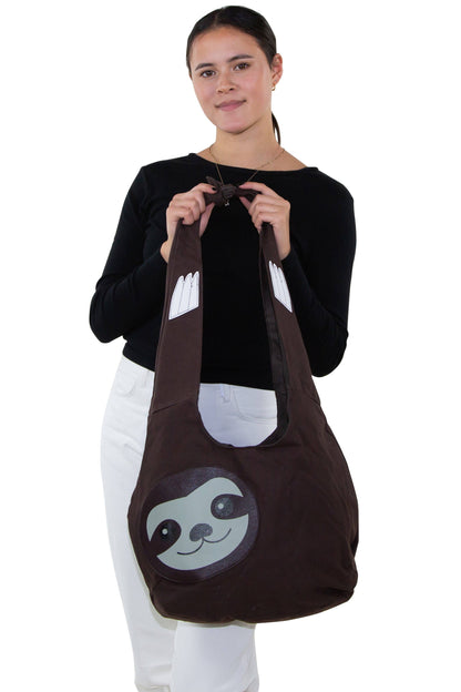 Sleepyville Critters - Hang Loose Sloth Hobo Bag in Canvas Material w. Heart Patch