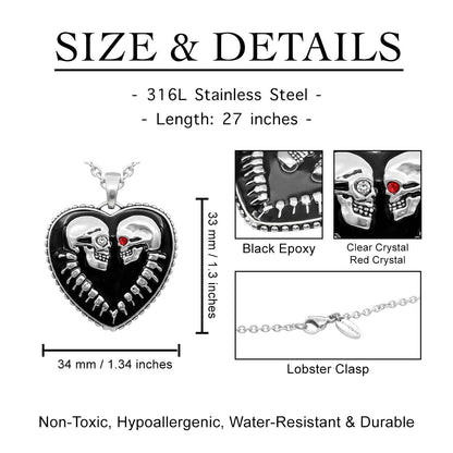 Bound For Eternity Skull Heart Necklace
