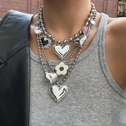 All the Hearts - Layered Beaded Heart Necklace | Heartbreak Haikus (4pc set)