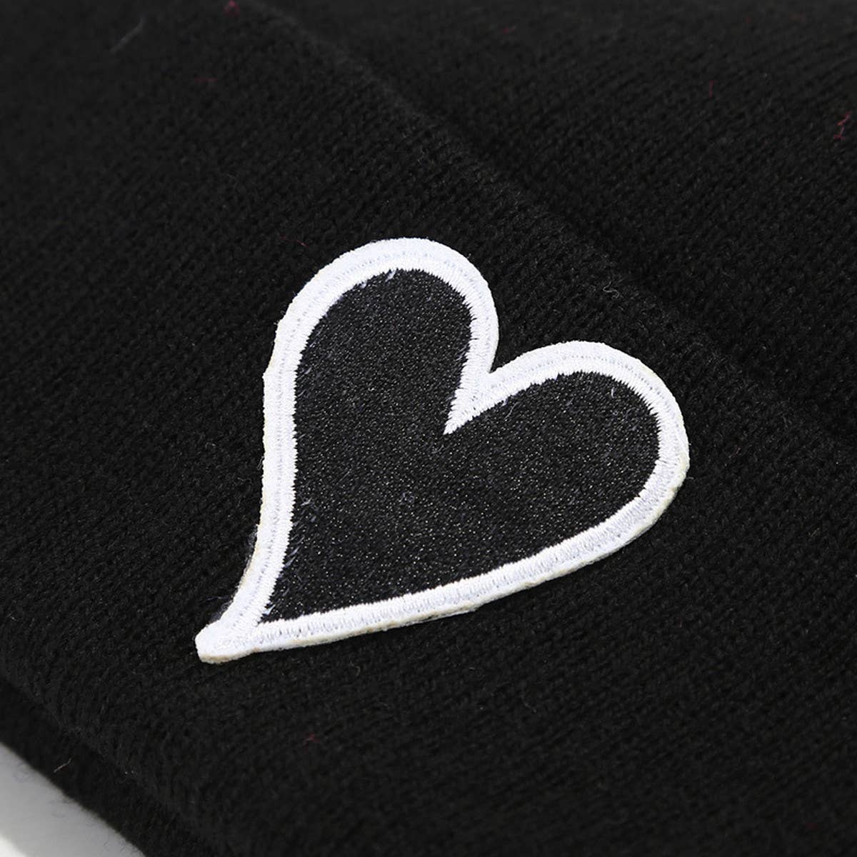 Heart Embroidered Knit Cap Beanie