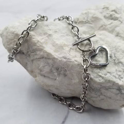 Hollow Heart Pendant Toggle Chain | Heartbreak Haikus