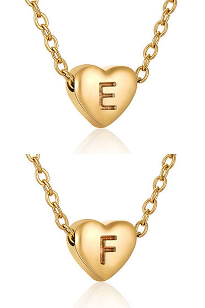 Gold-Tone Heart with Alphabet Initial Pendant Necklace (XS)