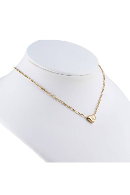 Gold-Tone Heart with Alphabet Initial Pendant Necklace (XS)