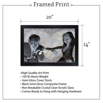 Morticia and Gomez Addams Valentine Lust - Art Print by Bob Lizarraga