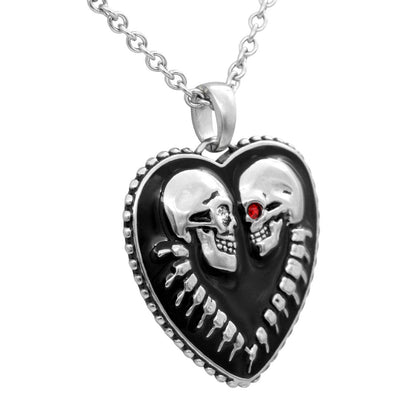 Bound For Eternity Skull Heart Necklace